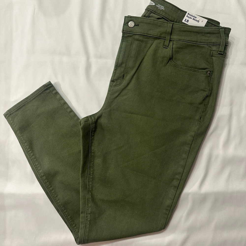 Old Navy Olive Rockstar Super Skinny Jeans